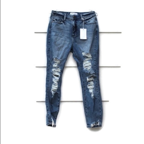 Cello Mom Skinny Distressed Jeans - Picture 1 of 4